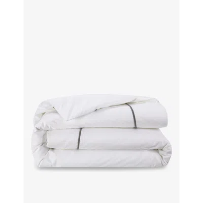 Yves Delorme Platine Athena Bourdon-stitch Lined King Pima-cotton Duvet Cover 240cm X 220cm