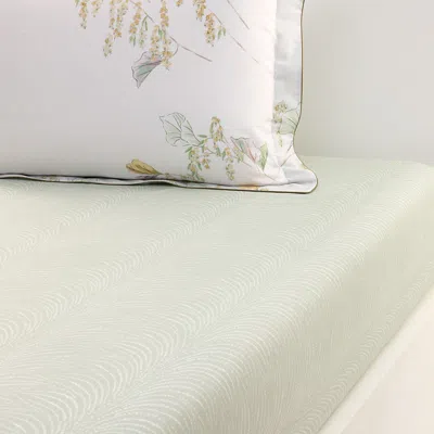 Yves Delorme Pollen Fitted Sheet, Queen In Green