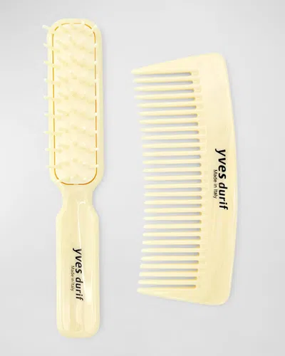 Yves Durif Mini Brush And Comb Set In White