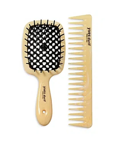 Yves Durif Petite Vented Brush & Comb Set In White