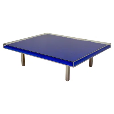 Pre-owned Yves Klein Cocktail Table In International Klein Blue, Glass & Chrome In Purple