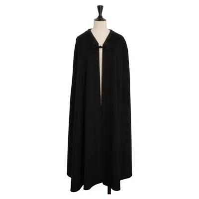 Pre-owned Yves Saint Laurent Rive Gauche 1970s Black Wool Haute Couture Cape