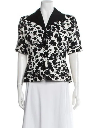 Pre-owned Yves Saint Laurent Rive Gauche 1980's Floral Print Blazer In White