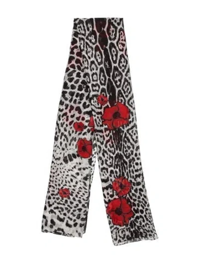 Pre-owned Yves Saint Laurent Rive Gauche Animal Print Scarf In White
