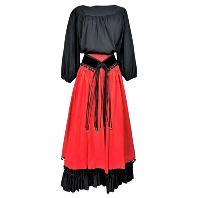 Pre-owned Yves Saint Laurent Rive Gauche , Blouse And Skirt - Spring Summer 1977 Collection In Black