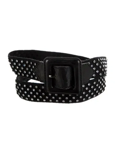 Pre-owned Yves Saint Laurent Rive Gauche Crystal Embellishments Waist Belt In Black