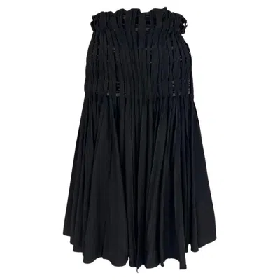 Pre-owned Yves Saint Laurent Rive Gauche F/w 2001 Yves Saint Laurent By Tom Ford Pleated Black Satin Flare Skirt Fr36