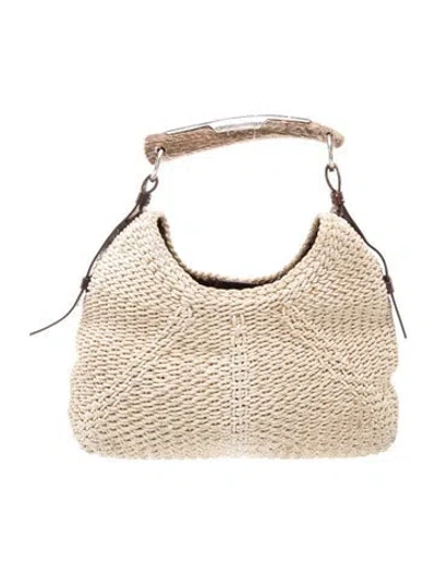 Pre-owned Yves Saint Laurent Rive Gauche Jute Saint Laurent Mombasa In White