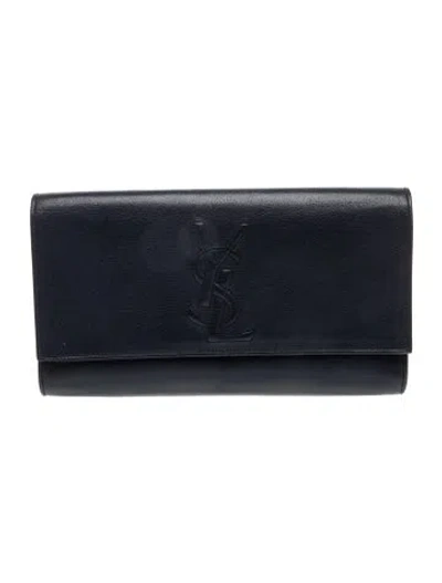 Pre-owned Yves Saint Laurent Rive Gauche Leather Belle De Jour Clutch In Blue