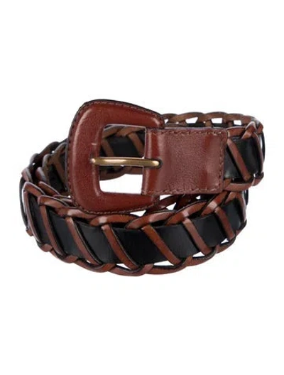 Pre-owned Yves Saint Laurent Rive Gauche Leather Belt In Black