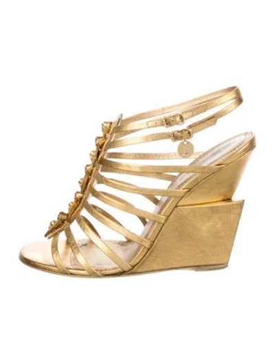 Pre-owned Yves Saint Laurent Rive Gauche Leather Bow Accents Gladiator Sandals