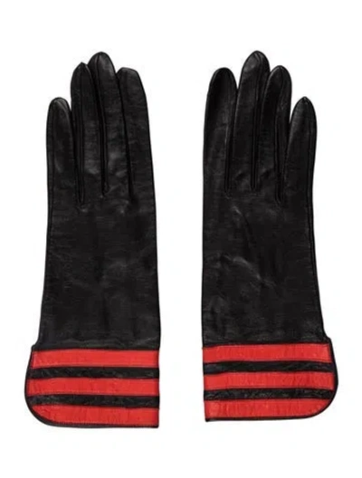 Pre-owned Yves Saint Laurent Rive Gauche Leather Gloves In Black