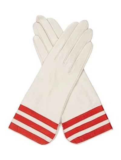 Pre-owned Yves Saint Laurent Rive Gauche Leather Gloves In Neutral