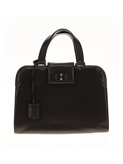 Pre-owned Yves Saint Laurent Rive Gauche Leather Satchel In Gray