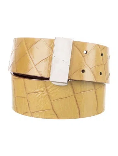 Pre-owned Yves Saint Laurent Rive Gauche Leather Waist Belt In Green