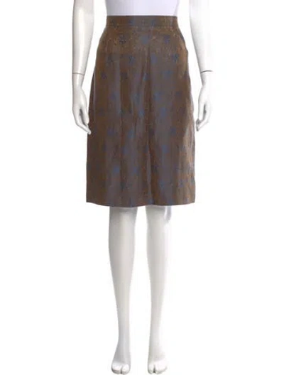 Pre-owned Yves Saint Laurent Rive Gauche Linen Knee-length Skirt In Brown