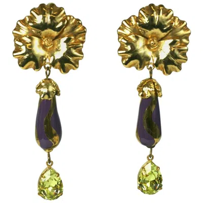 Pre-owned Yves Saint Laurent Rive Gauche Long Earrings In Brown
