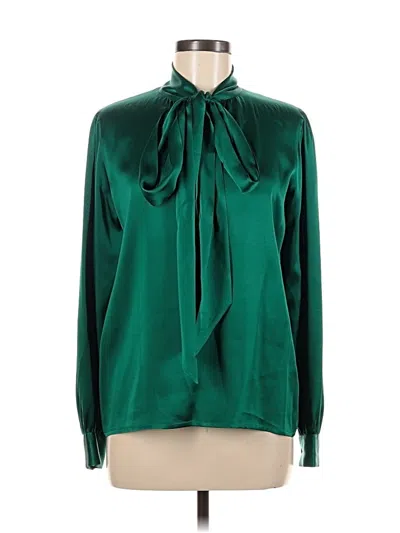 Pre-owned Yves Saint Laurent Rive Gauche Long Sleeve Blouse In Green