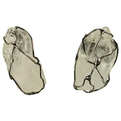 Pre-owned Yves Saint Laurent Rive Gauche Maison Goossens For Yves Saint Laurent Rock Crystal Earrings In Multi