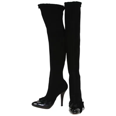 Pre-owned Yves Saint Laurent Rive Gauche New Tom Ford For Yves Saint Laurent F/w 2001 Ad Campaign Over Knee Boots 38 - 8 In Black