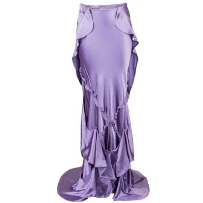 Pre-owned Yves Saint Laurent Rive Gauche Nwt Tom Ford For Yves Saint Laurent F/w 2003 Lavender Silk Maxi Skirt Fr 36 Us 4 In Purple
