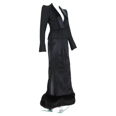 Pre-owned Yves Saint Laurent Rive Gauche Nwt Tom Ford For Yves Saint Laurent Fw 2004 Chinoiserie Collection Skirt Suit 38 In Black