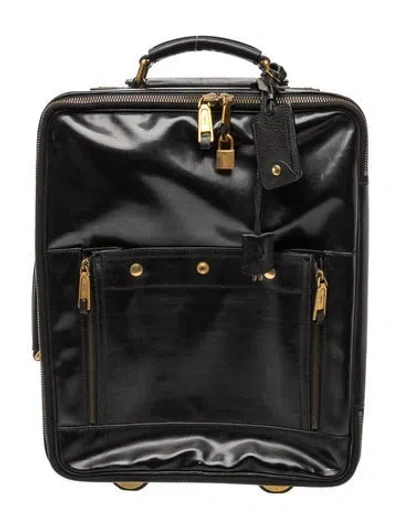 Pre-owned Yves Saint Laurent Rive Gauche Patent Leather Suitcase In Black
