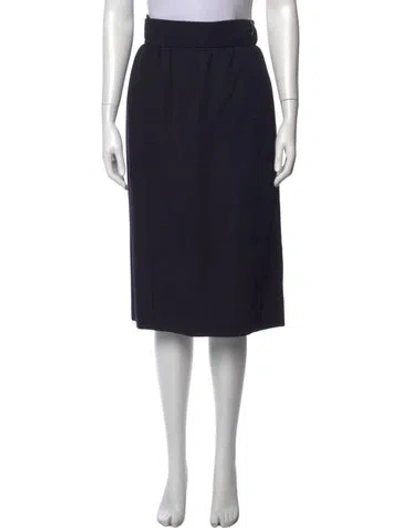 Pre-owned Yves Saint Laurent Rive Gauche Pleated Accents Knee-length Skirt In Black