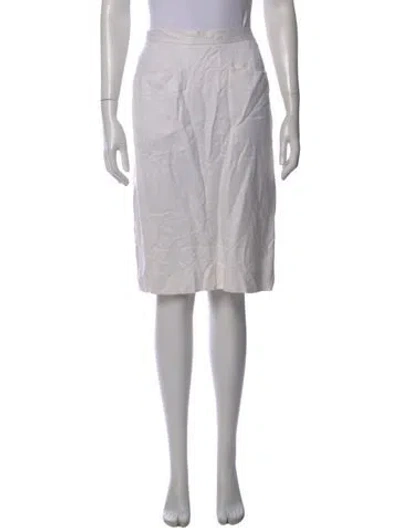 Pre-owned Yves Saint Laurent Rive Gauche Pleated Accents Knee-length Skirt In White