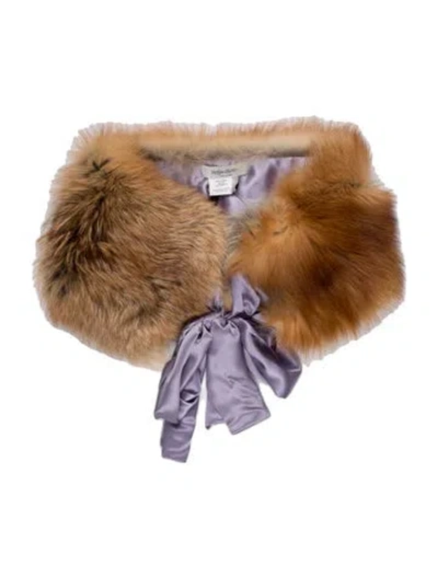 Pre-owned Yves Saint Laurent Rive Gauche Red Fox Vintage 2003 Shawl W/ Tags In Brown/purple