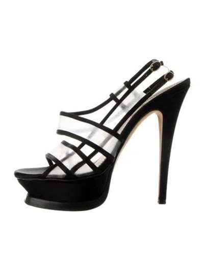 Pre-owned Yves Saint Laurent Rive Gauche Satin Slingback Pumps In Black