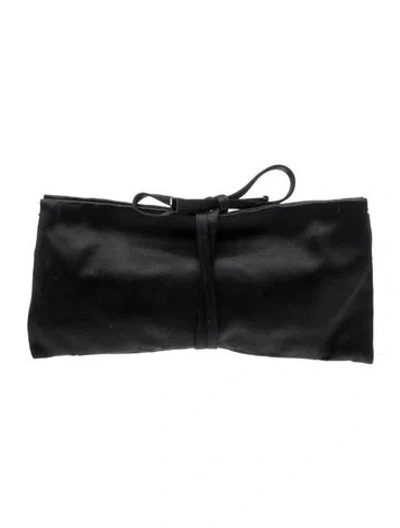Pre-owned Yves Saint Laurent Rive Gauche Silk Clutch In Black