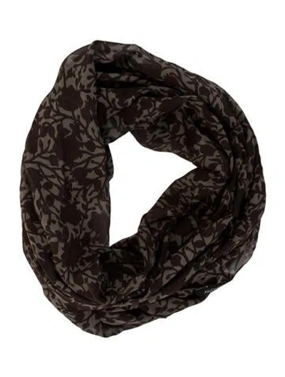 Pre-owned Yves Saint Laurent Rive Gauche Silk Floral Print Snood In Brown