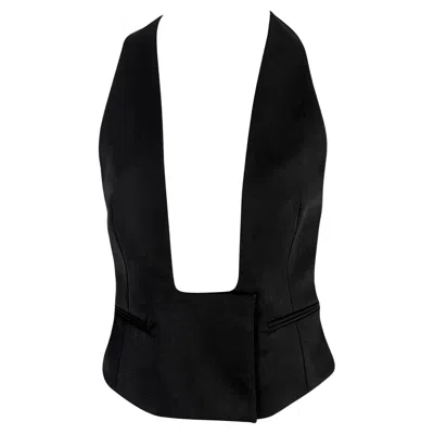 Pre-owned Yves Saint Laurent Rive Gauche S/s 2001 Yves Saint Laurent By Tom Ford Runway Debut Plunging Black Tuxedo Vest