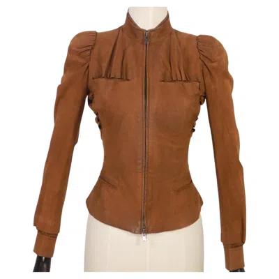 Pre-owned Yves Saint Laurent Rive Gauche Tom Ford For Yves Saint Laurent 2003 Suede Leatherjacket In Brown