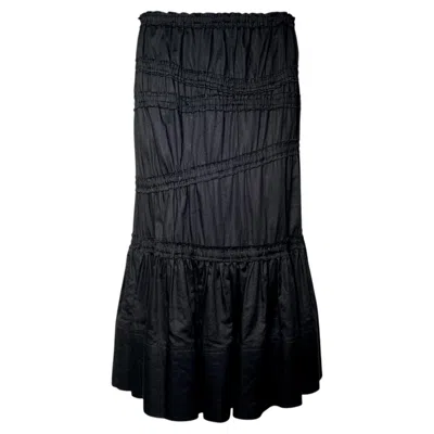 Pre-owned Yves Saint Laurent Rive Gauche Tom Ford For Yves Saint Laurent Fall 2001 Black Cotton Tiered Maxi Skirt, Runway