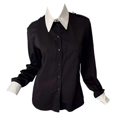 Pre-owned Yves Saint Laurent Rive Gauche Tom Ford For Yves Saint Laurent Size 44 / 12 Black And White Early 2000s Blouse