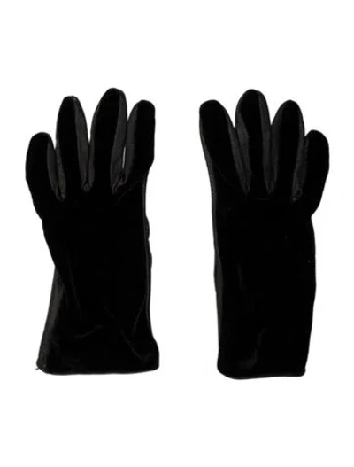 Pre-owned Yves Saint Laurent Rive Gauche Velvet Gloved In Black