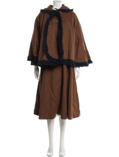 Pre-owned Yves Saint Laurent Rive Gauche Vintage 1970's Cape In Brown