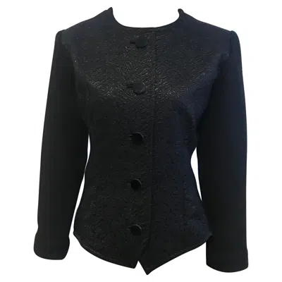 Pre-owned Yves Saint Laurent Rive Gauche Vintage 1970's  Brocade & Knit Evening Jacket In Black