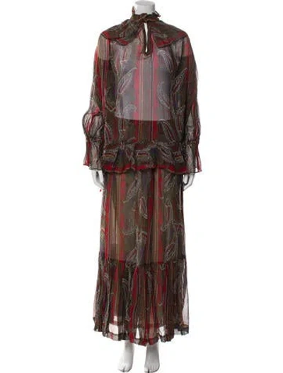 Pre-owned Yves Saint Laurent Rive Gauche Vintage 1976 Skirt Set In Red