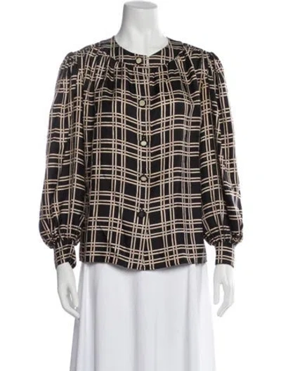 Pre-owned Yves Saint Laurent Rive Gauche Vintage 1980's Blouse In Black