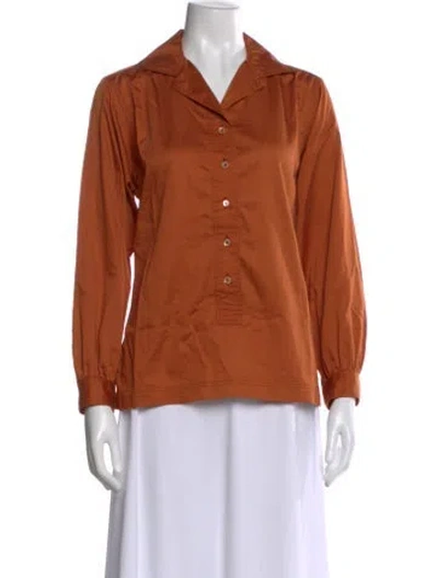 Pre-owned Yves Saint Laurent Rive Gauche Vintage 1980's Button-up Top In Orange