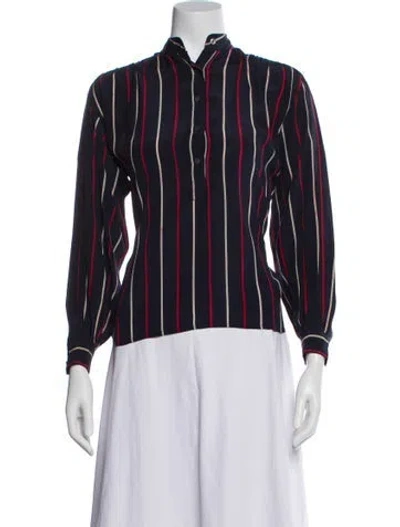 Pre-owned Yves Saint Laurent Rive Gauche Vintage 1980's Top In Blue