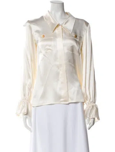Pre-owned Yves Saint Laurent Rive Gauche Vintage 1990's Blouse In Neutral
