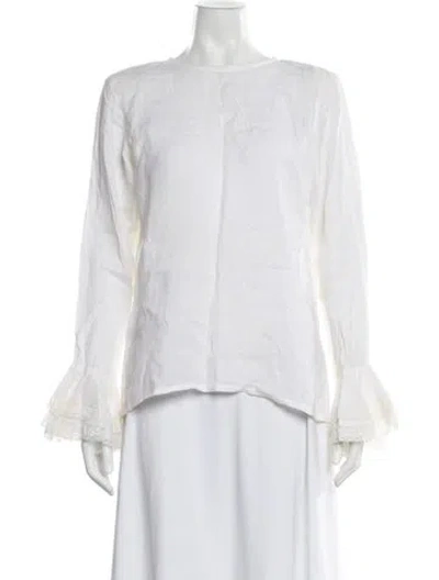 Pre-owned Yves Saint Laurent Rive Gauche Vintage 1994 Blouse In White