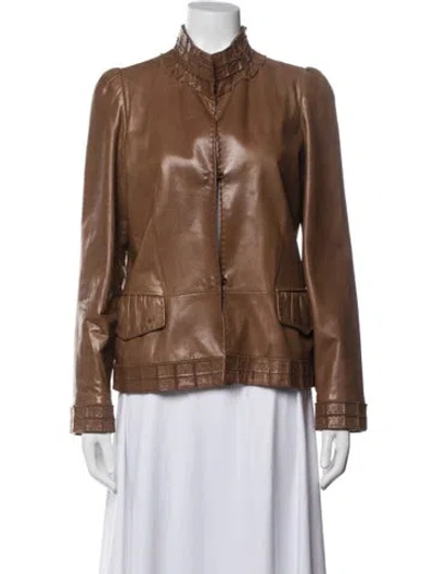 Pre-owned Yves Saint Laurent Rive Gauche Vintage 2000's Biker Jacket In Brown