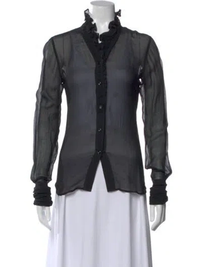 Pre-owned Yves Saint Laurent Rive Gauche Vintage 2000's Blouse In Black