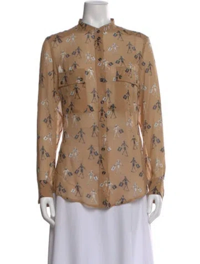 Pre-owned Yves Saint Laurent Rive Gauche Vintage 2000's Button-up Top In Neutral