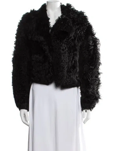 Pre-owned Yves Saint Laurent Rive Gauche Vintage 2000's Faux Fur Jacket In Black